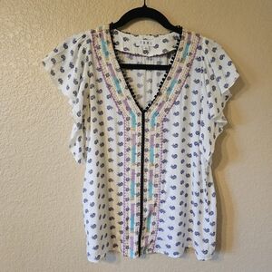 THML embroidered ruffle sleeve blouse